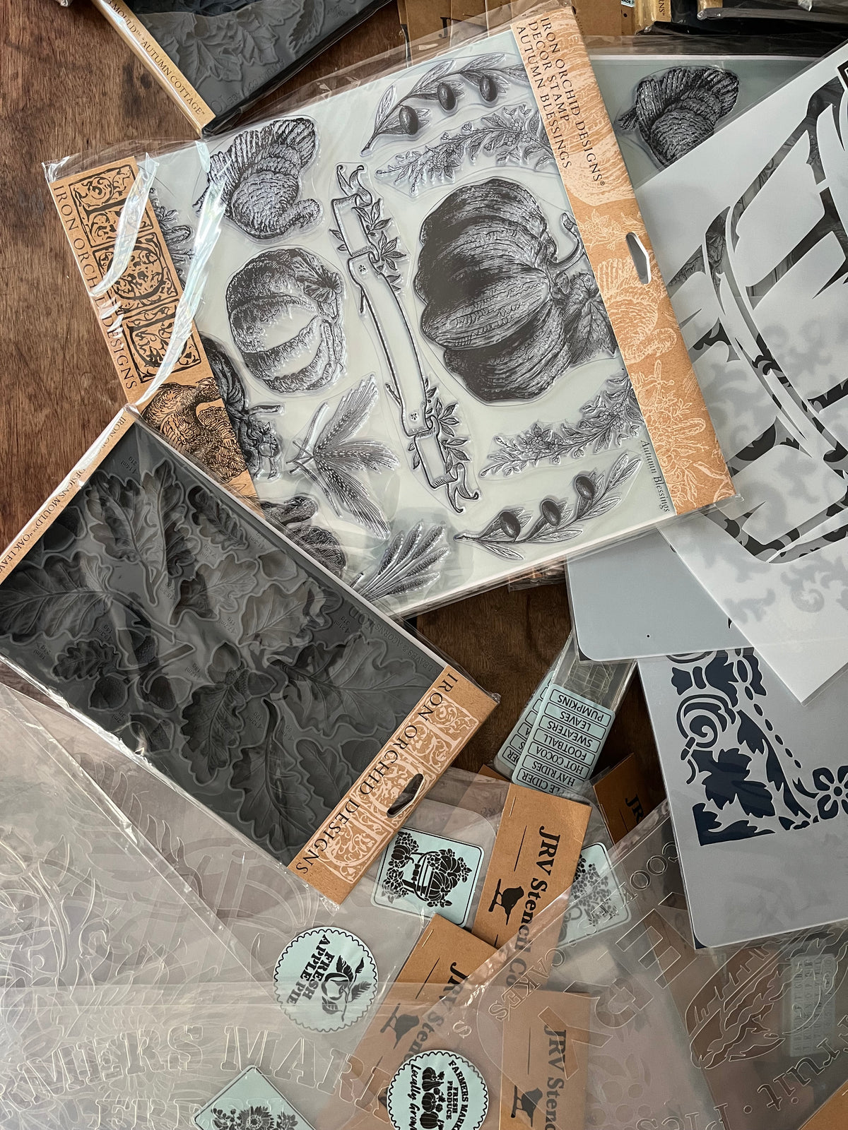 Gathered Autumn Creative Bundle | IOD Mould + Stamp + Surprise Stencil
