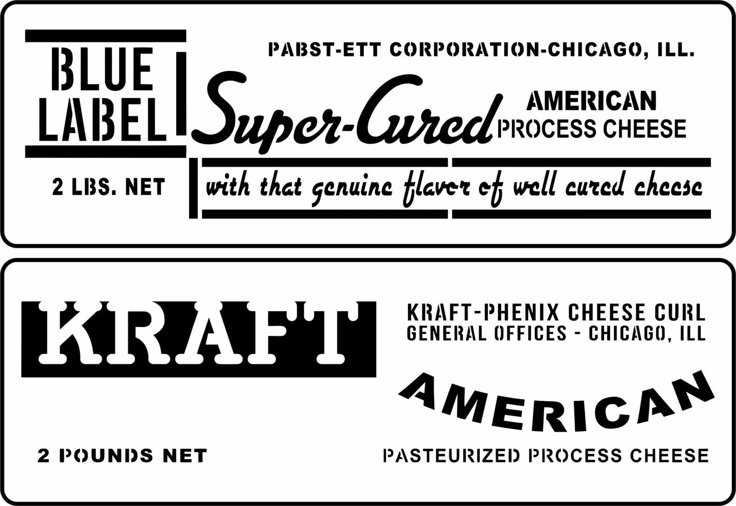 Cheese Box Labels 2 Stencil by JRV