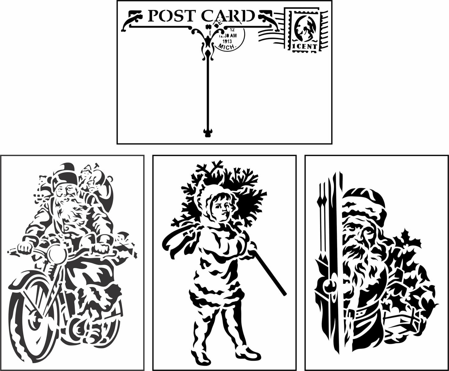 Christmas Post Card 1 Stencils by JRV