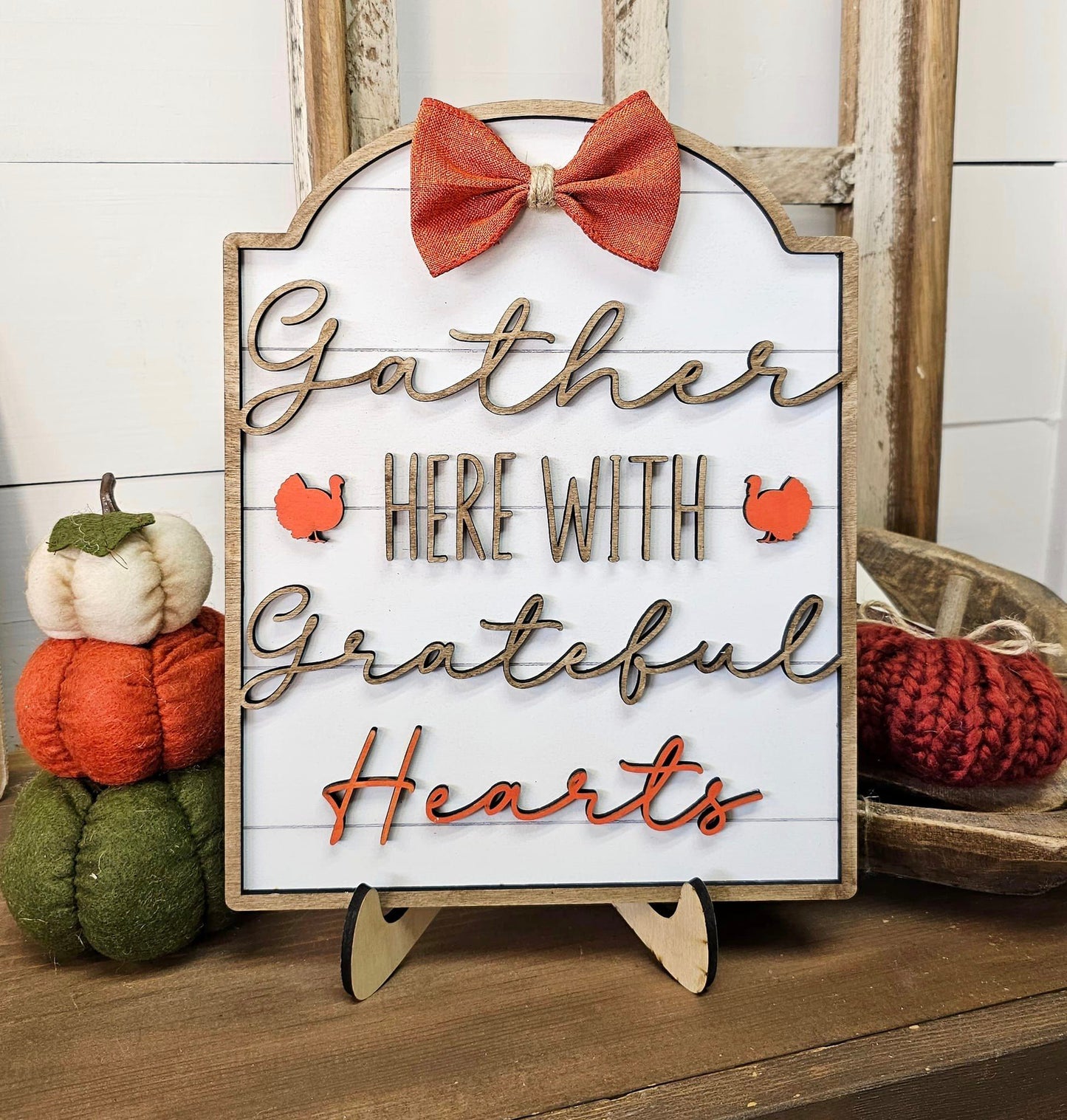 Gather Here with Grateful Hearts – Unfinished Thanksgiving Sign Kit | 1/8" MDF