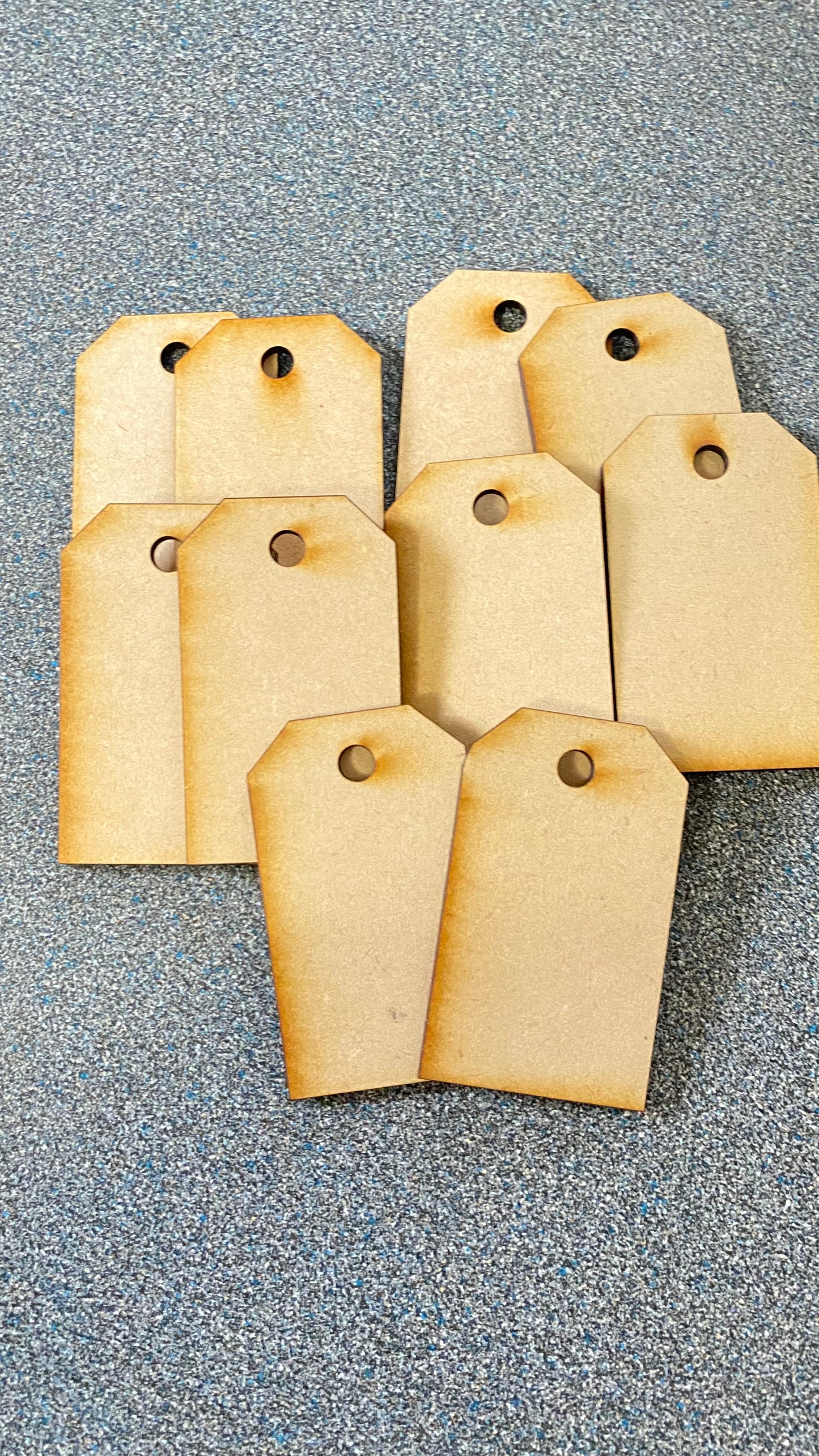 Mini Cottage Burnt-Edge MDF Tags – Set of 10