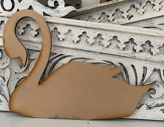 The Swan Silhouette Surface Set – 2-Piece Unfinished Cutouts -DIY