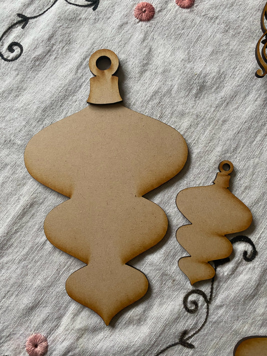 Ornament Bundle No. 3 – Vintage Ornament Quartet (4- Piece Laser Cut MDF Set) ~ DIY Surface