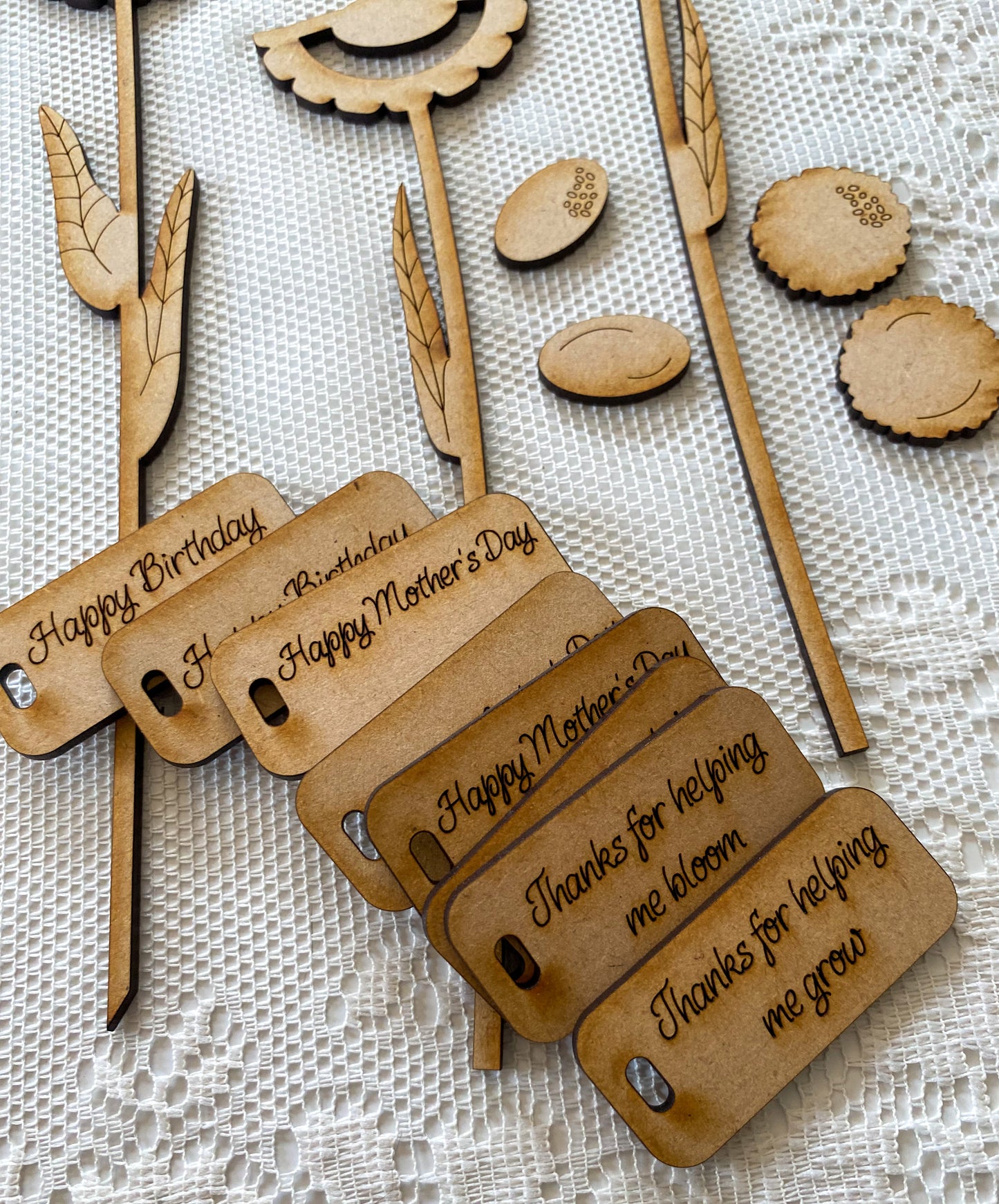 DIY Fabric Flower Picks Kit – Customizable Spring Craft with Bonus MDF Tags