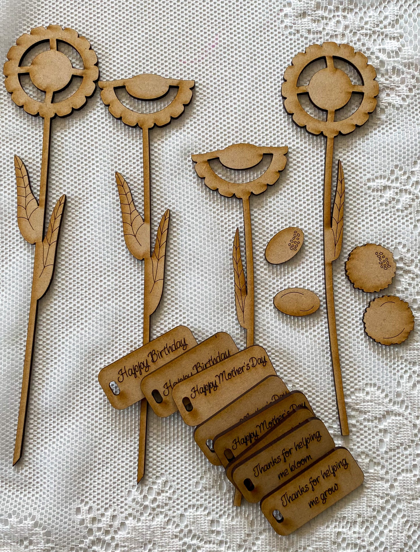 DIY Fabric Flower Picks Kit – Customizable Spring Craft with Bonus MDF Tags
