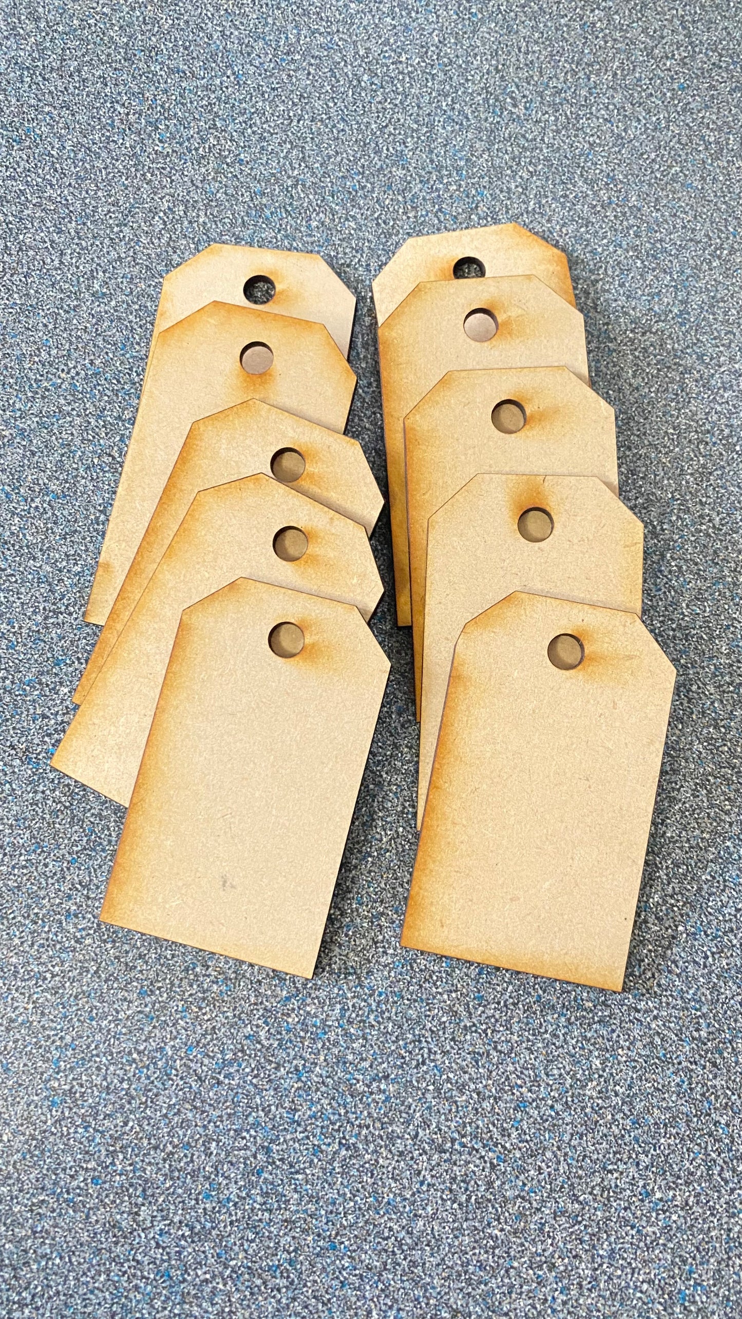 Mini Cottage Burnt-Edge MDF Tags – Set of 10