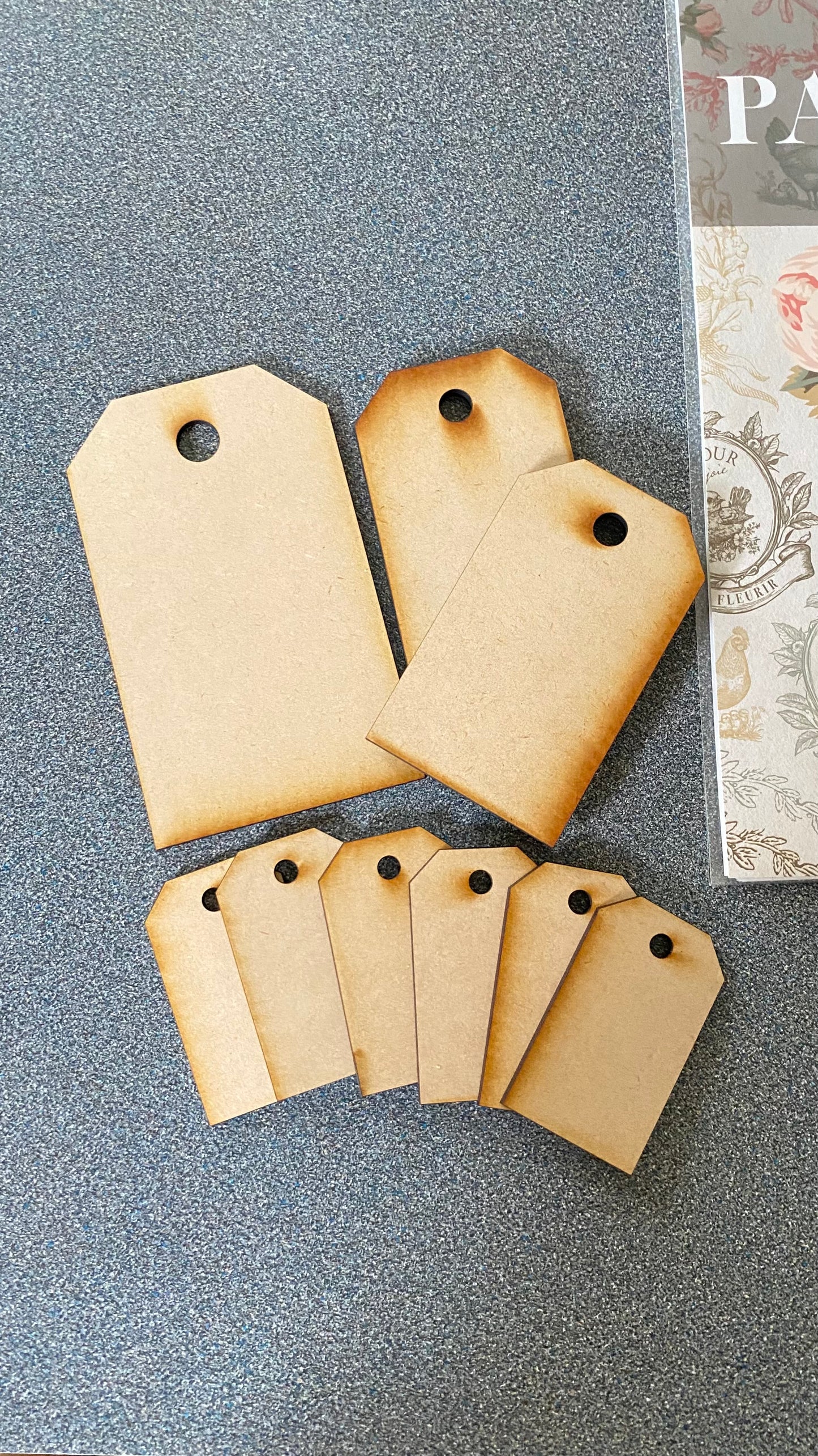 Spring Cottage Tag Bundle – Burnt-Edge MDF Tags (10-Piece Set)