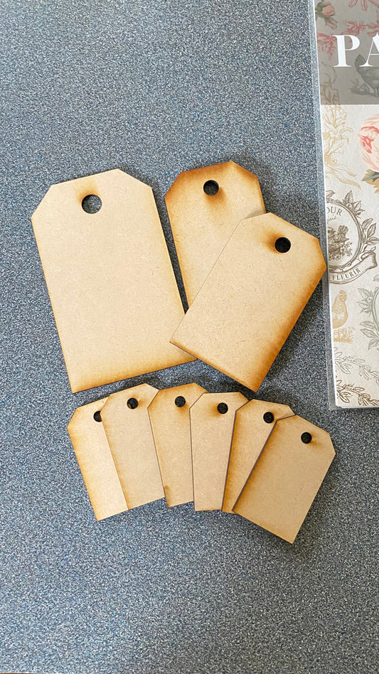 Spring Cottage Tag Bundle – Burnt-Edge MDF Tags (10-Piece Set)