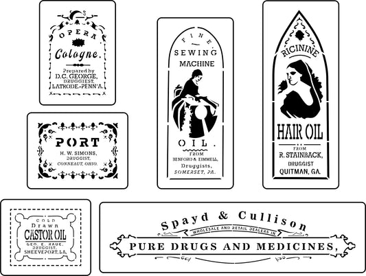Apothecary Labels 1 Stencils by JRV