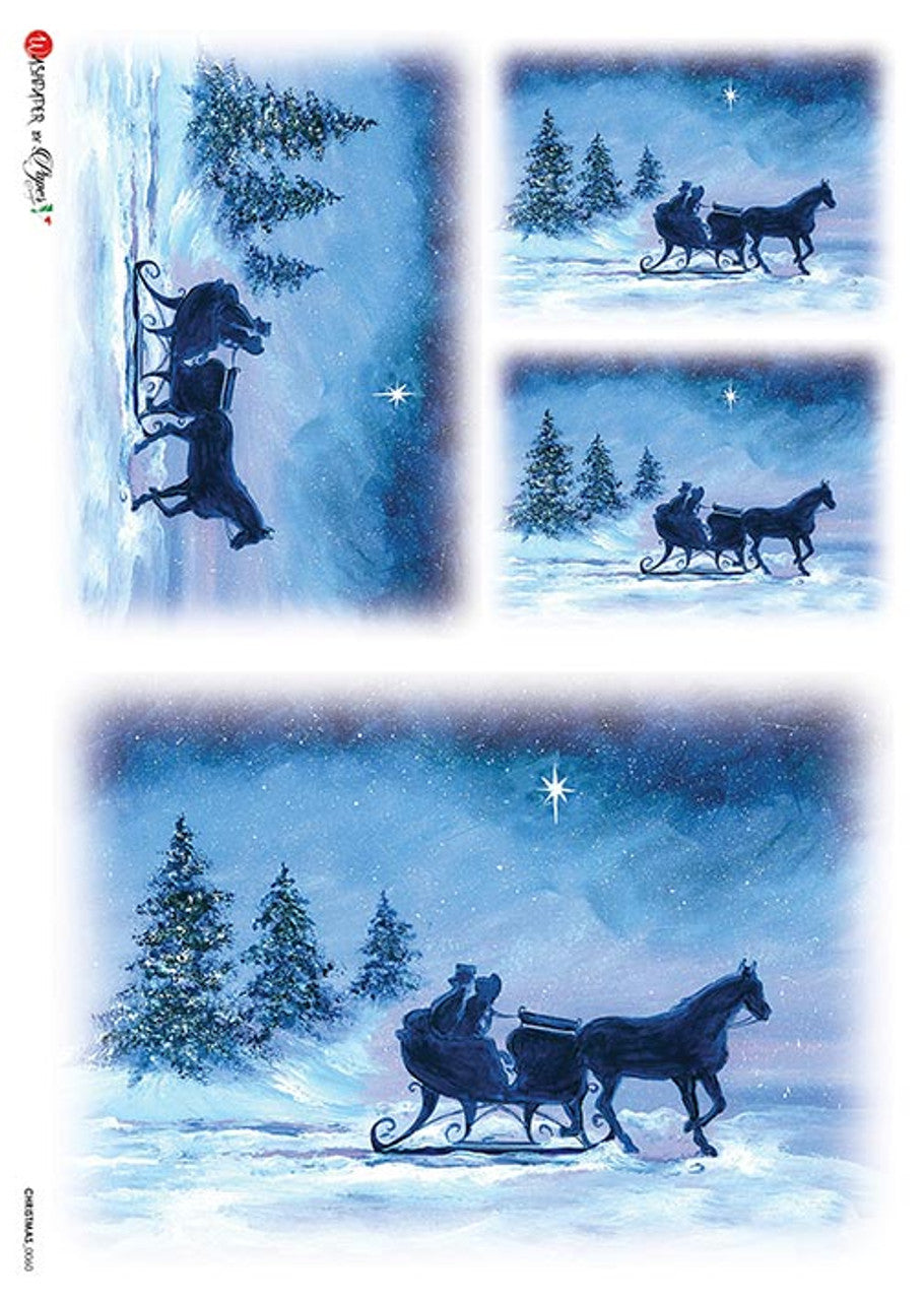 Dashing Through The Snow Christmas 0060- Paper Designs Rice Paper