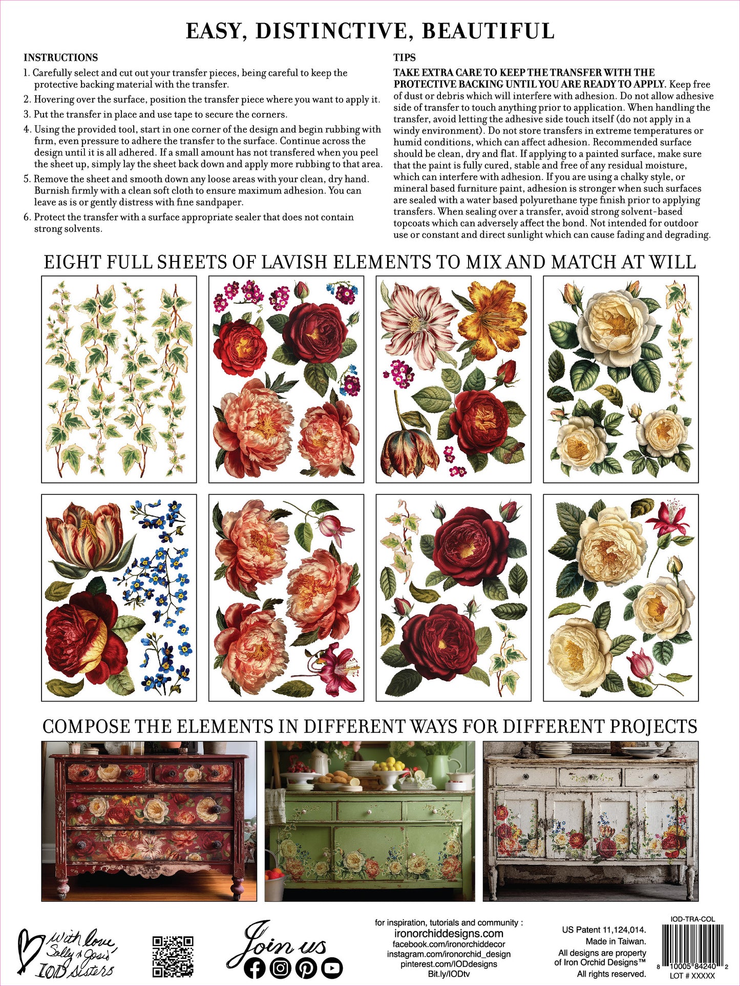 Collage de Fleurs IOD TRANSFER PAD 12 x 16"
