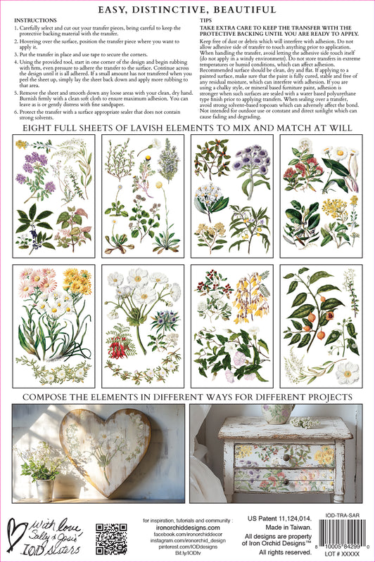 IOD - SARAH FEATON’S BOTANICALS TRANSFER 8 x 12” PAD -