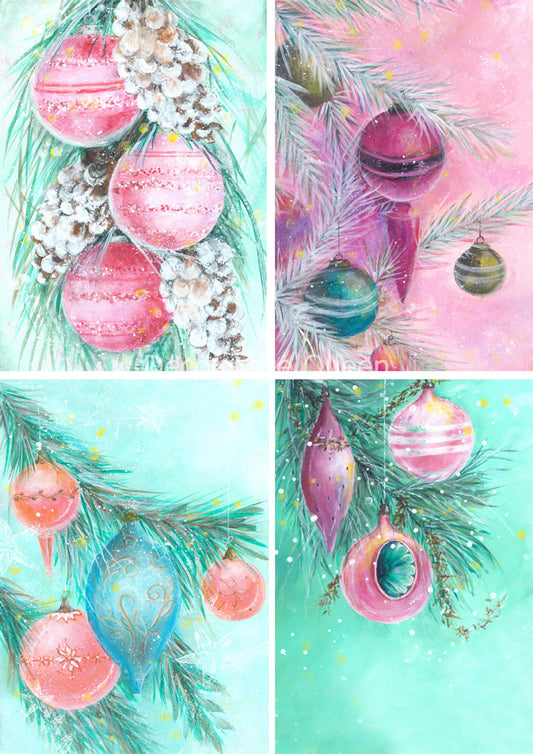 Ellen J Goods - Retro Christmas 4 Pack Rice Paper A3