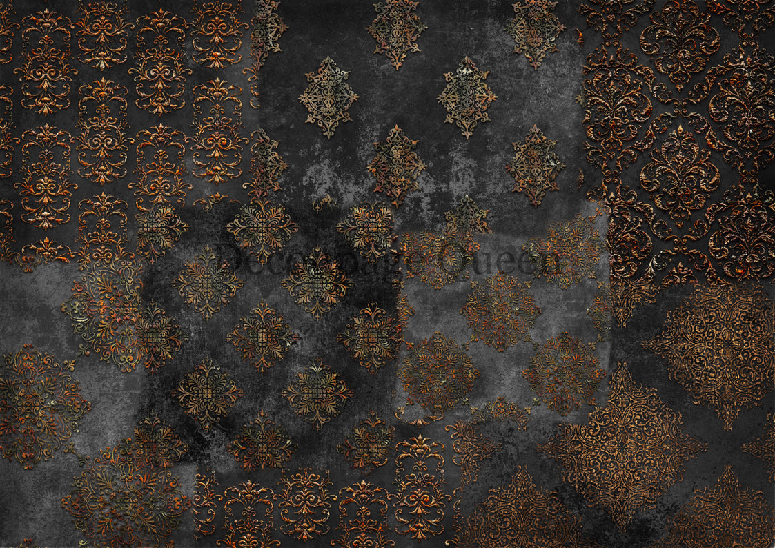 Black Patchwork - Rice Paper A4