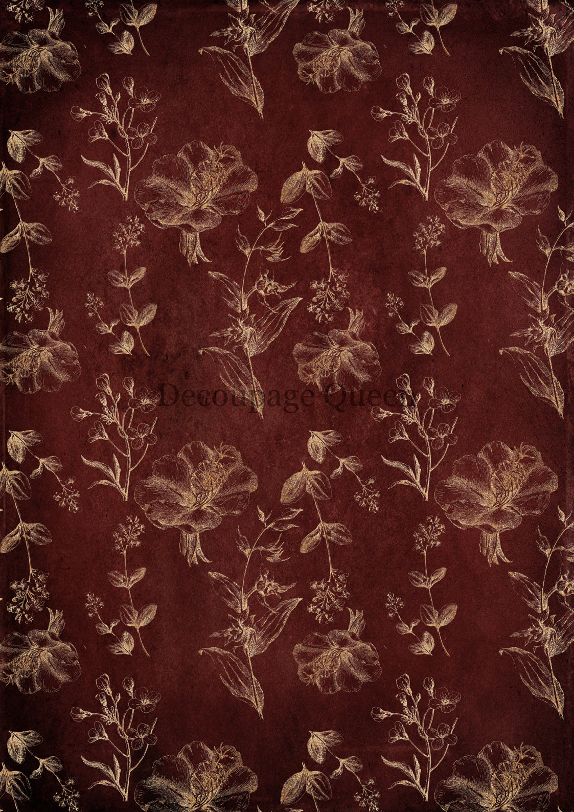 Red and Gold Floral - Rice Paper