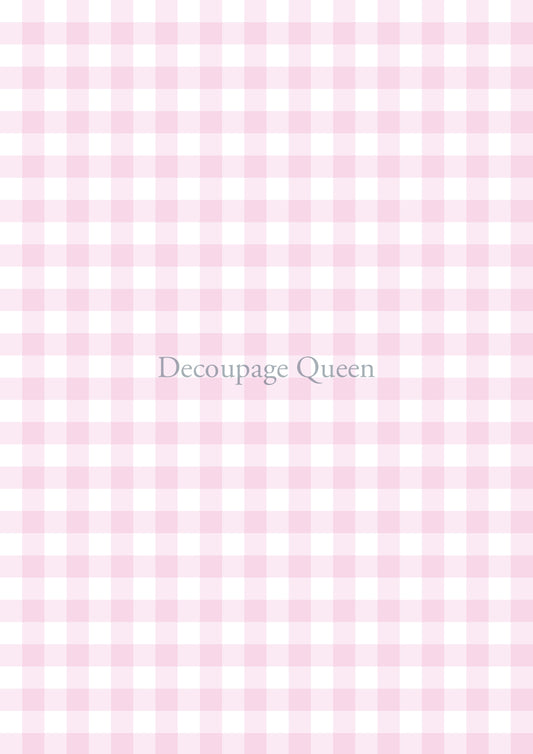 Pink Gingham A4 Rice Paper Decoupage Queen