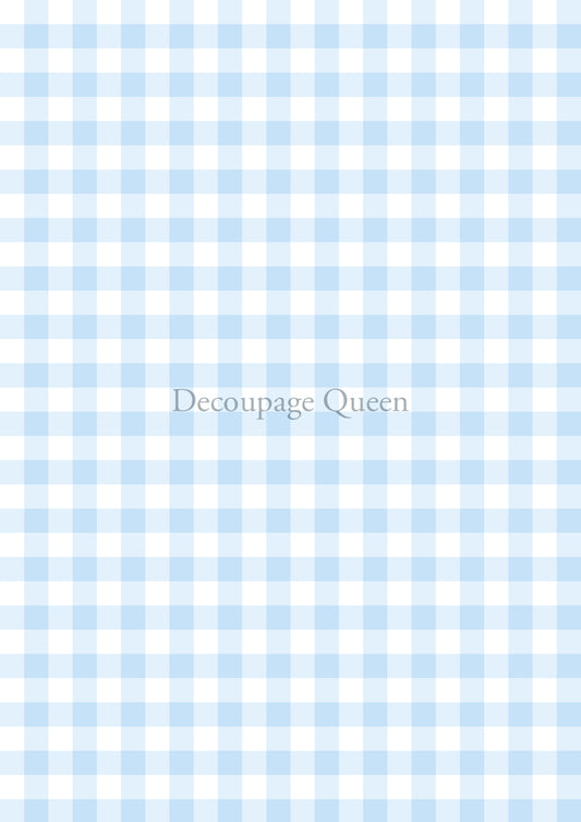 Blue Gingham Rice Paper A3 Decoupage Queen