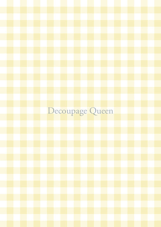 Yellow Gingham A4 Rice Paper Decoupage Queen