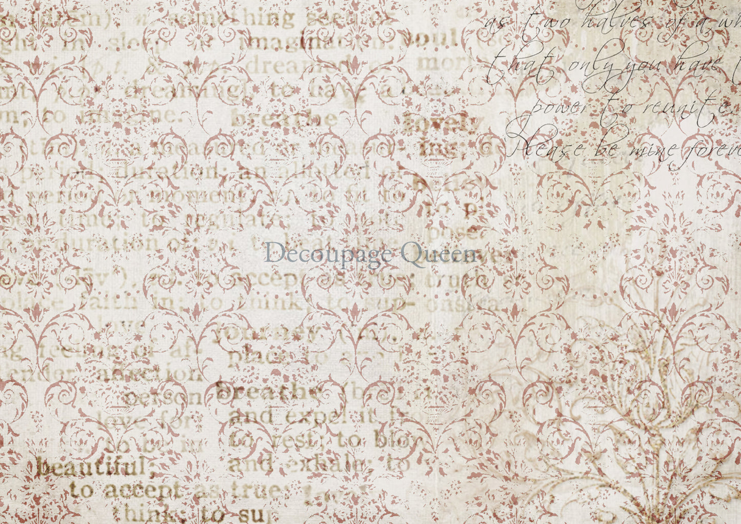 Damask Script A4 Rice Paper Decoupage Queen