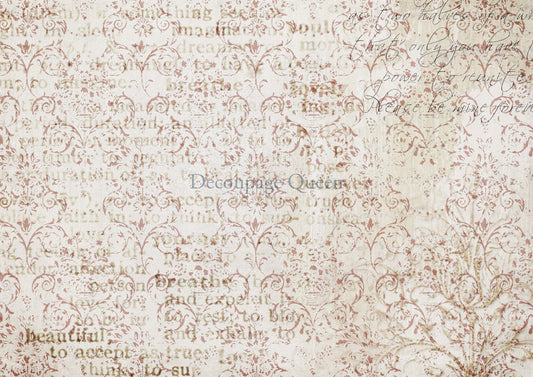 Damask Script A4 Rice Paper Decoupage Queen