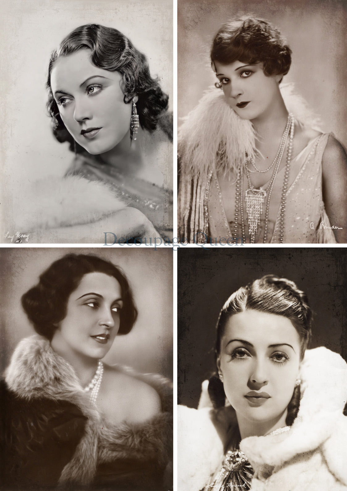 Golden Age Four Pack 2 - A4 Rice Paper Decoupage Queen