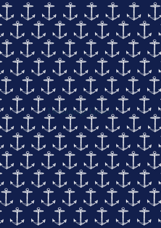 Patterned Anchors A4 Rice Paper Decoupage Queen