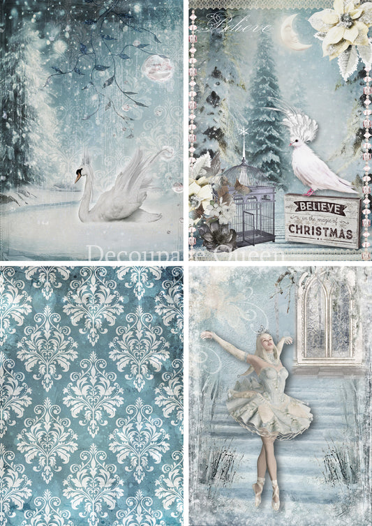 Winter Fantasy 4 Pack A3 Rice Paper Decoupage Queen
