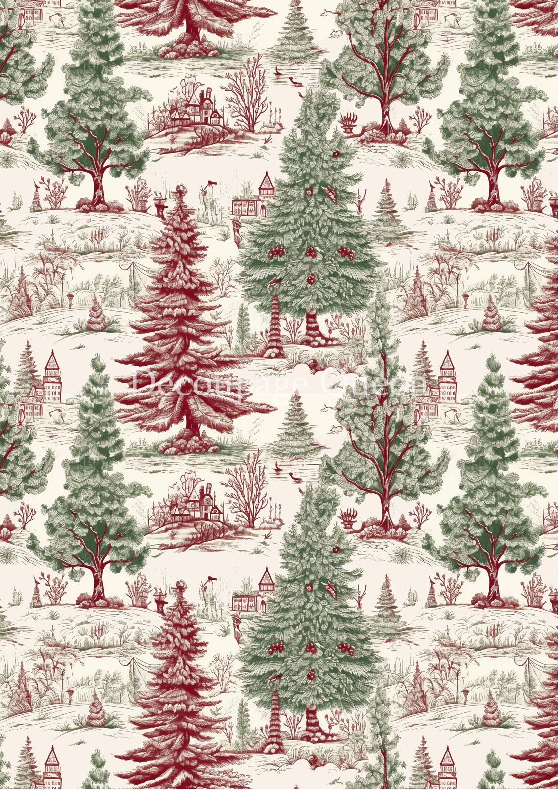 Evergreen Toile A3 Rice Paper Decoupage Queen