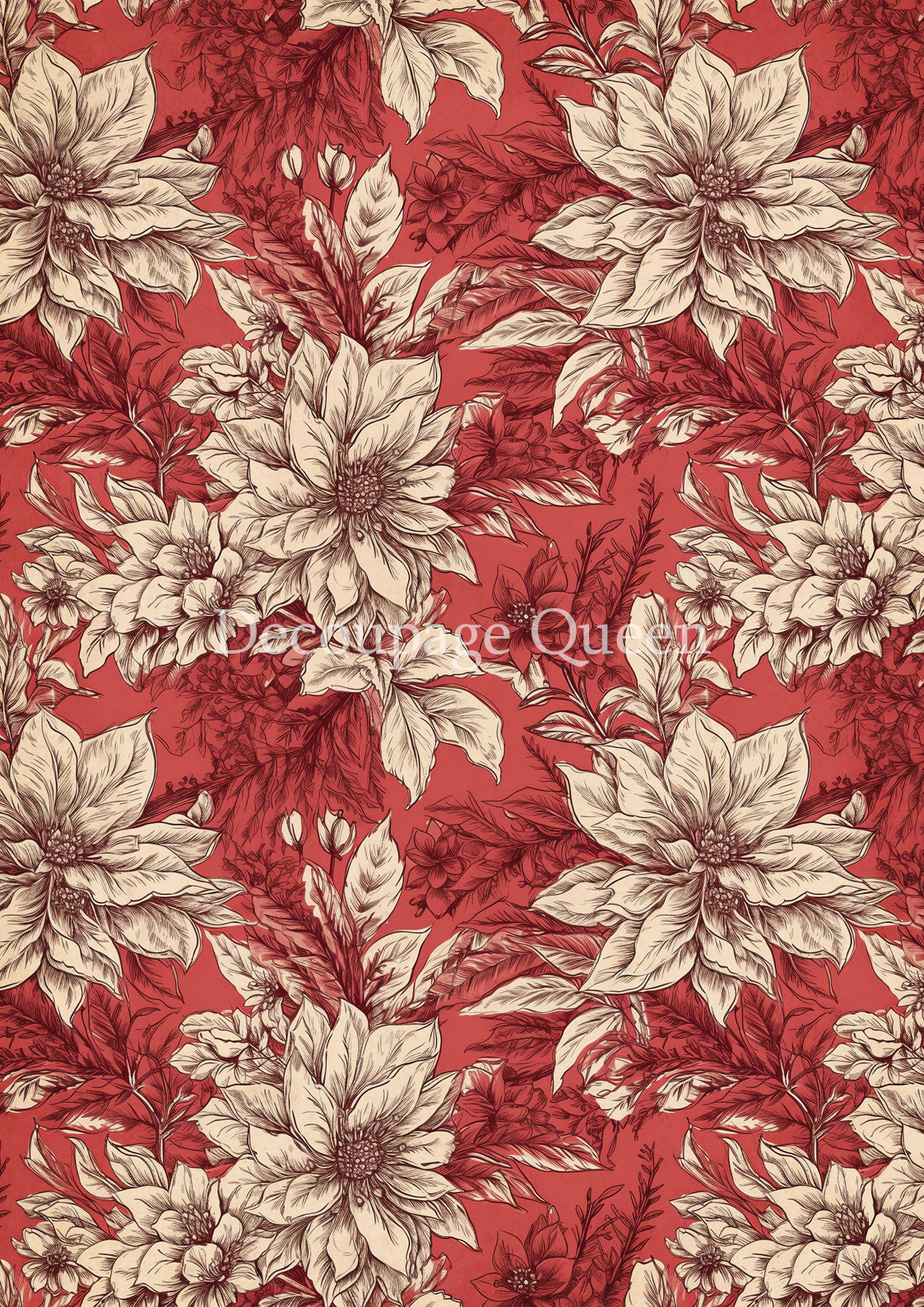 Vintage Poinsettia A3 Rice Paper Decoupage Queen