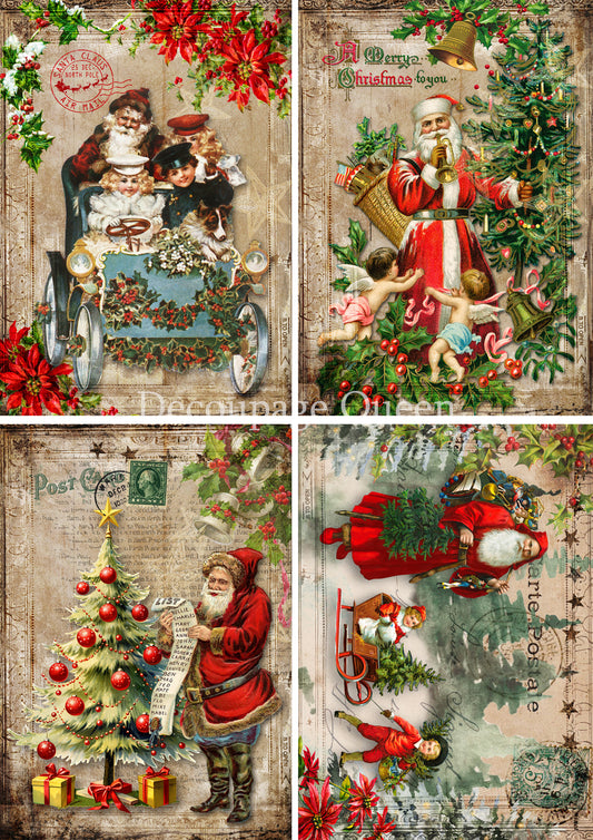 Vintage Festivities A4 Rice Paper Decoupage Queen