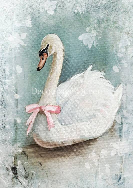 Teresa Rene Art  - Winter Swan A4 Rice Paper Decoupage Queen