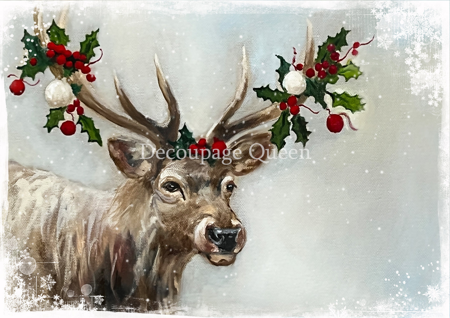 Teresa Rene Art Snowy Elk - A3 Rice Paper Decoupage Queen