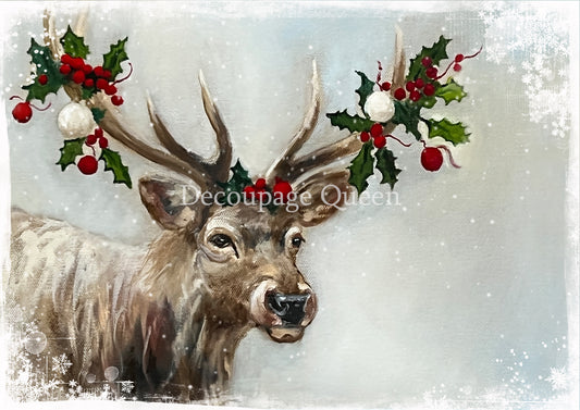 Teresa Rene Art Snowy Elk - A3 Rice Paper Decoupage Queen