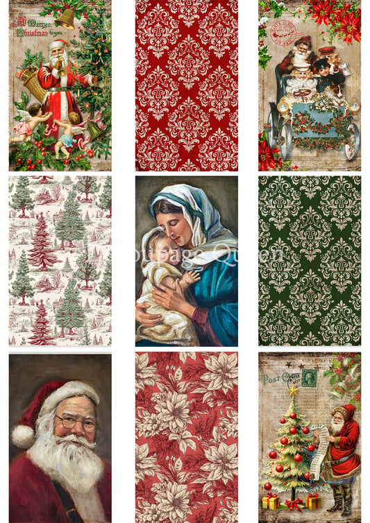 Christmas 9 Pack A3 Rice Paper Decoupage Queen