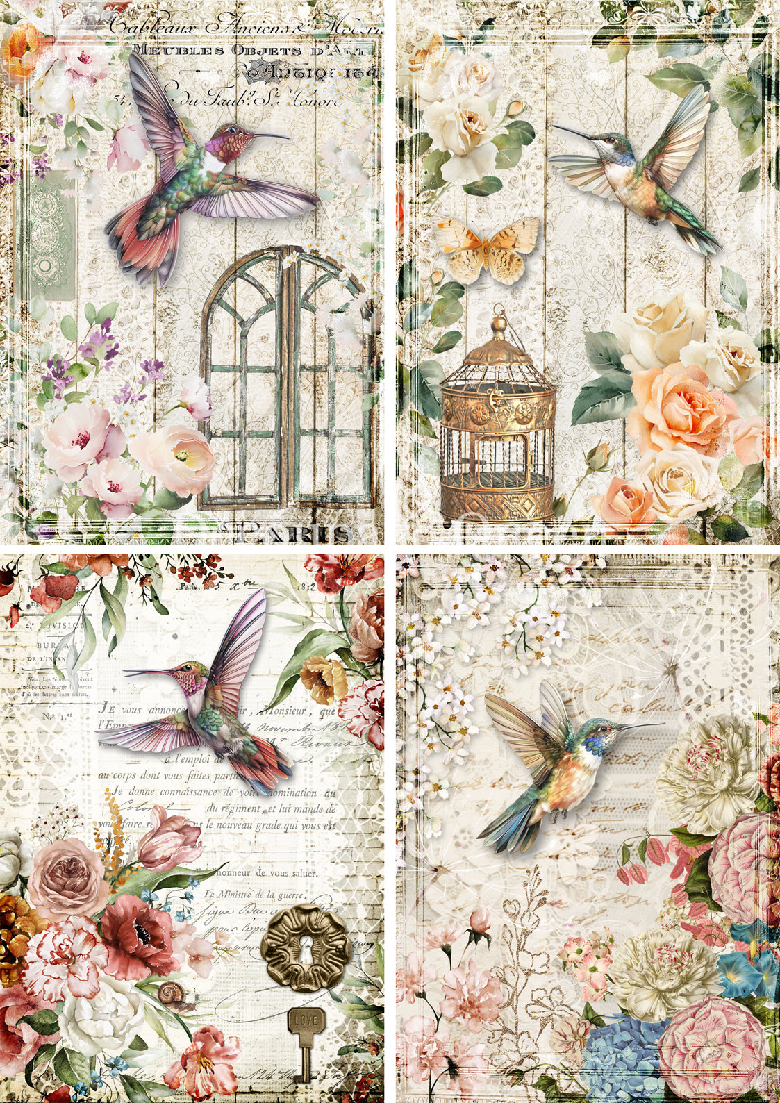 Hummingbird Four Pack A3 Decoupage Queen