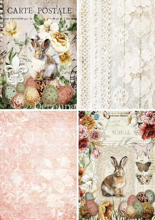 Vintage Easter Four Pack A3 Decoupage Queen