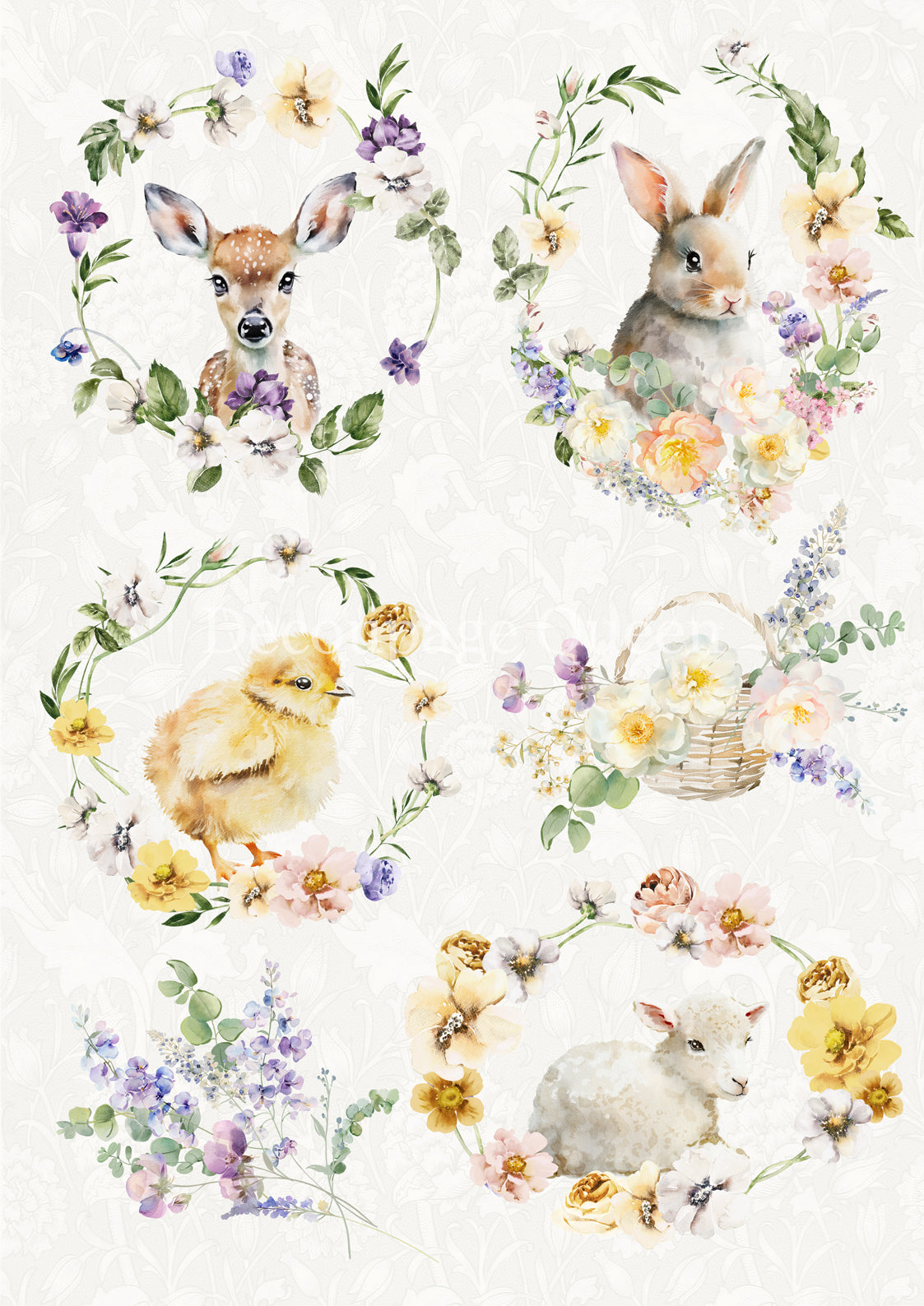 Spring Animals A4 Rice Paper Decoupage Queen