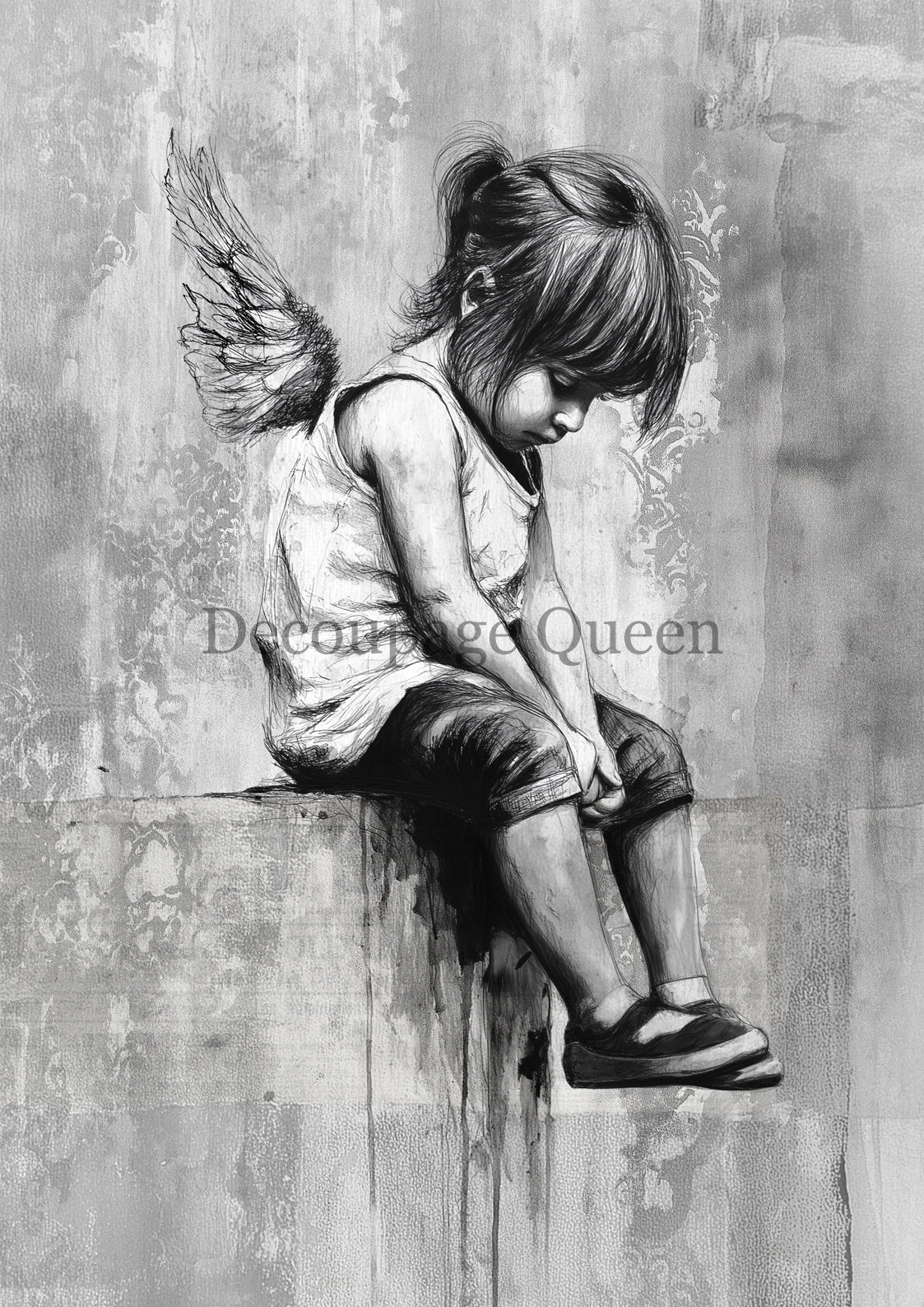 Andy Skinner Contemplating - A4 Rice Paper Decoupage Queen