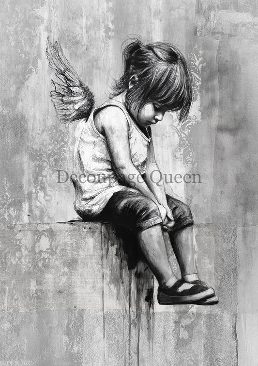 Andy Skinner Contemplating - A4 Rice Paper Decoupage Queen