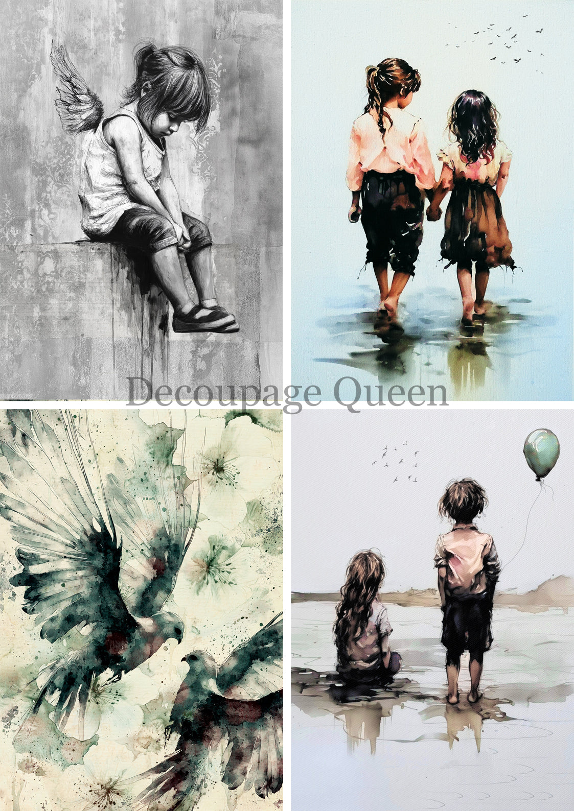 Andy Skinner Peaceful Four Pack - A4 Rice Paper Decoupage Queen