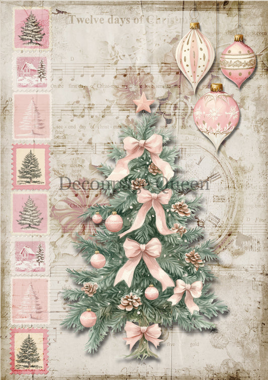 Pink Trimmings A4 Rice Paper Decoupage Queen