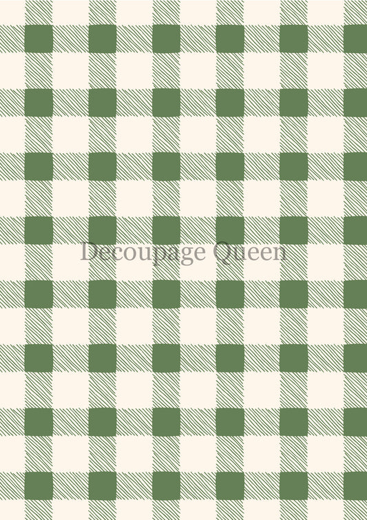 Green Checks A4 Rice Paper Decoupage Queen