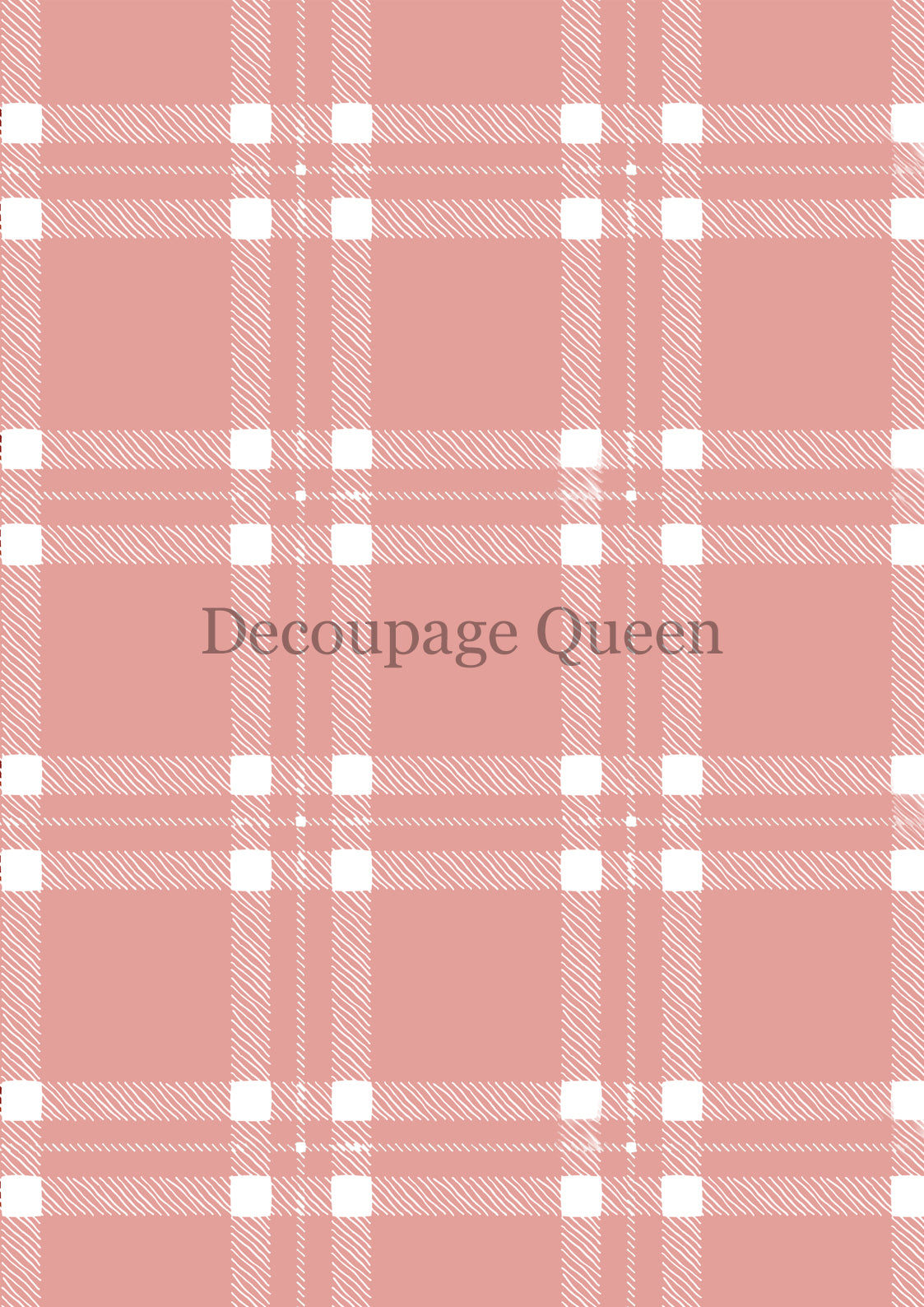 Pink Plaid A4 Rice Paper Decoupage Queen