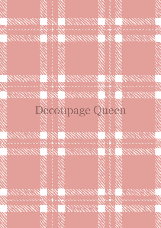 Pink Plaid A4 Rice Paper Decoupage Queen
