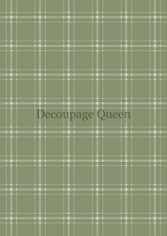 Green Plaid A4 Rice Paper Decoupage Queen