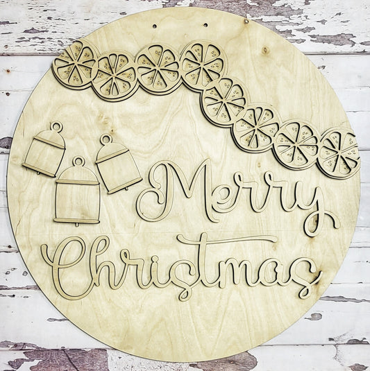 DIY Merry & Bright Round Wall Decor - unfinished DIY