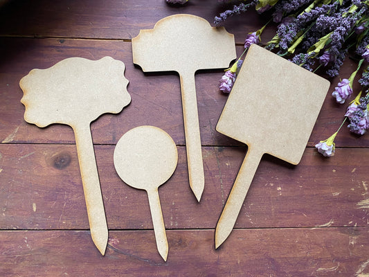 Decorative Garden Marker Set – 4-Piece Creative Stake Blanks (1/8” or 1/4” MDF) -DIY