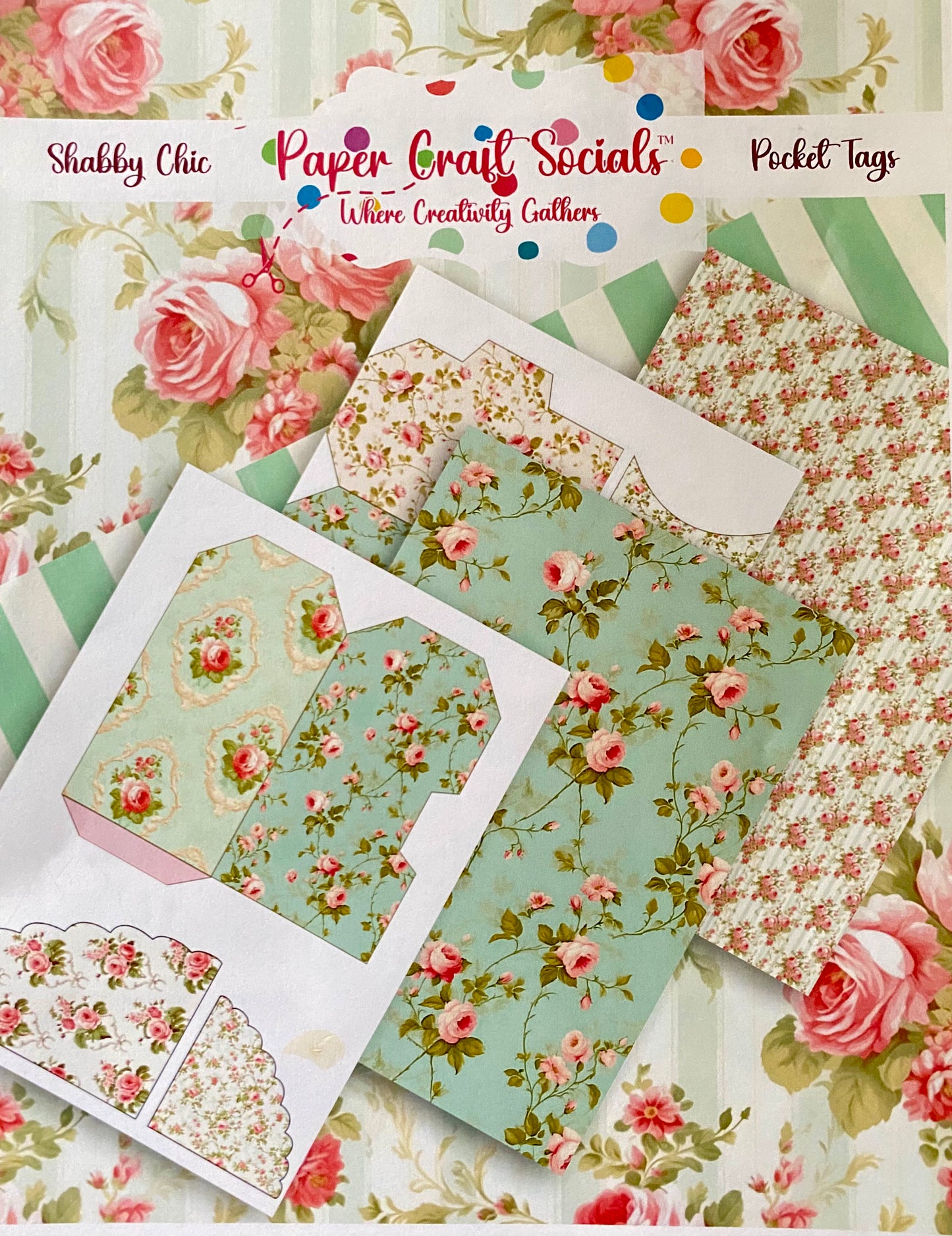 Shabby Chic Pocket Tags. Paper Craft Socials- Online Workshop & Kit