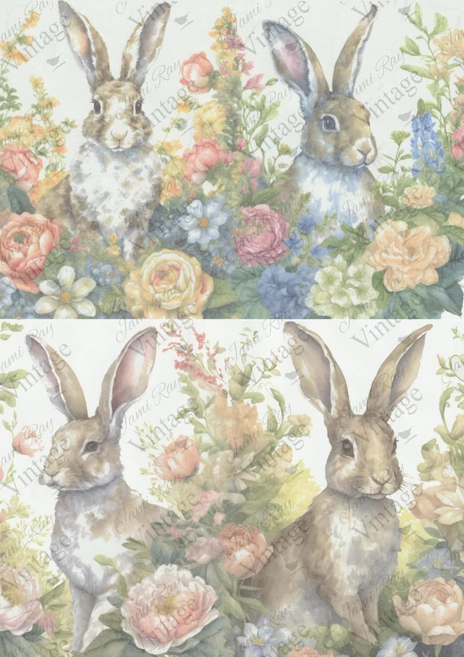 Four Bunnies A4 JRV Rice Paper