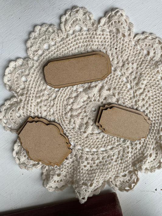 Small Layered Labels Set - Mdf DIY Surface